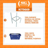 Kit - Suporte Para Cestos de Compras Simples + 10 Cestos D100 Azul