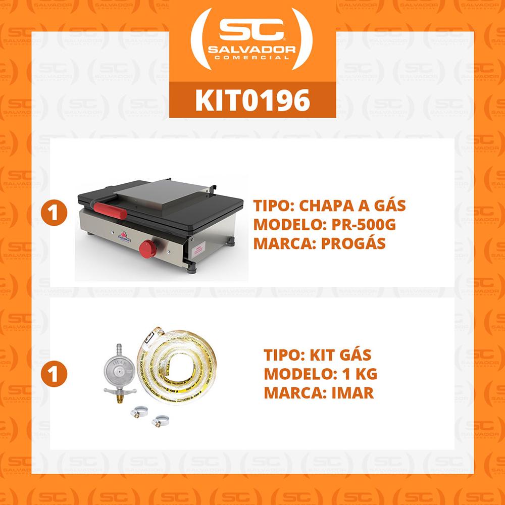 Kit Chapa Sanduicheira a Gás Com Prensa Profissional Grill PR-500G + Kit Gás - Progás