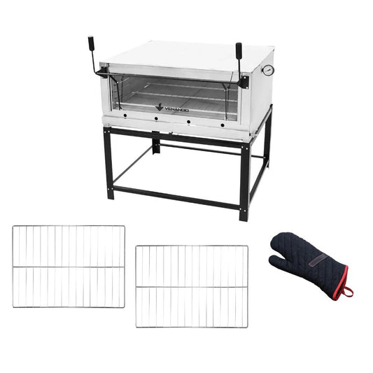 Forno Gás Industrial Pedra Refratária Roma Inox 90 Firi90 + 2 Grades Extra + Luva Térmica - Venâncio