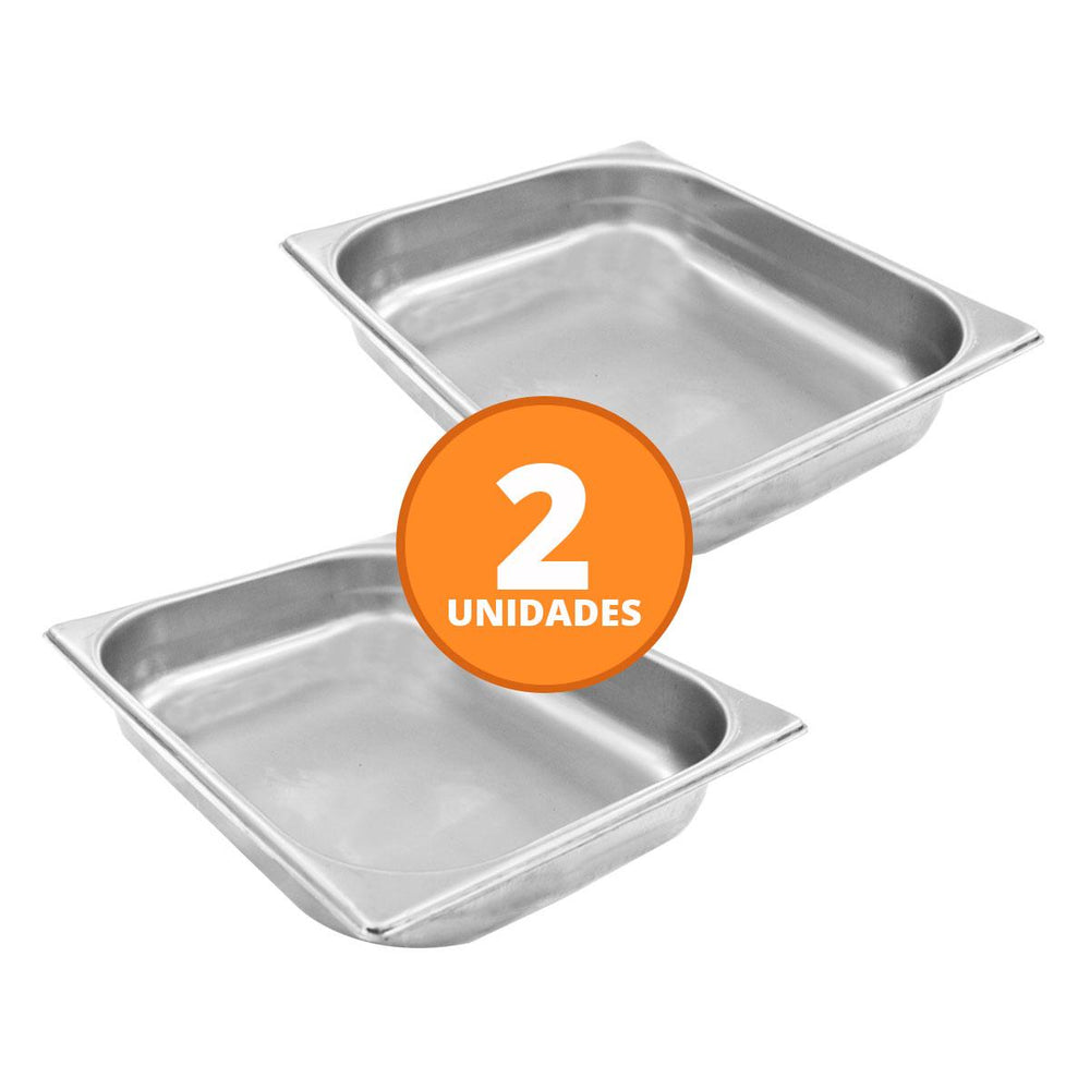 Kit 2 Cubas Gastronômicas Inox GN 1/2 Fria 325×265×60mm Para Buffet e Rechaud – Venâncio