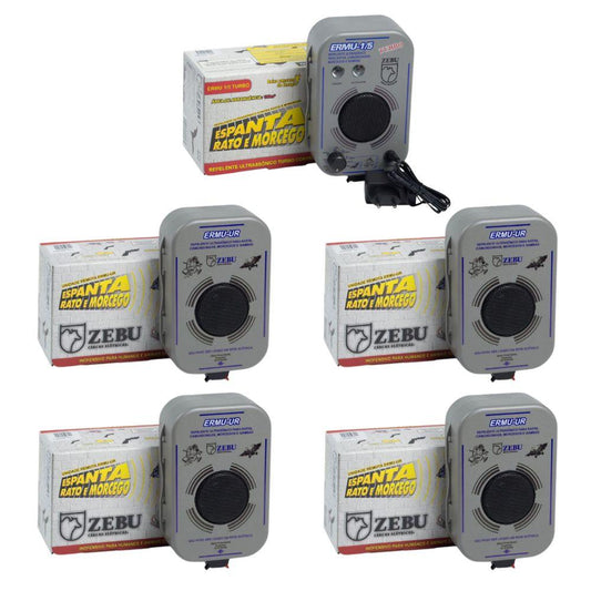 Kit Aparelho Sonoro Espanta Morcegos e Ratos ERMU Turbo + 4 Unidades Repetidoras - Zebu