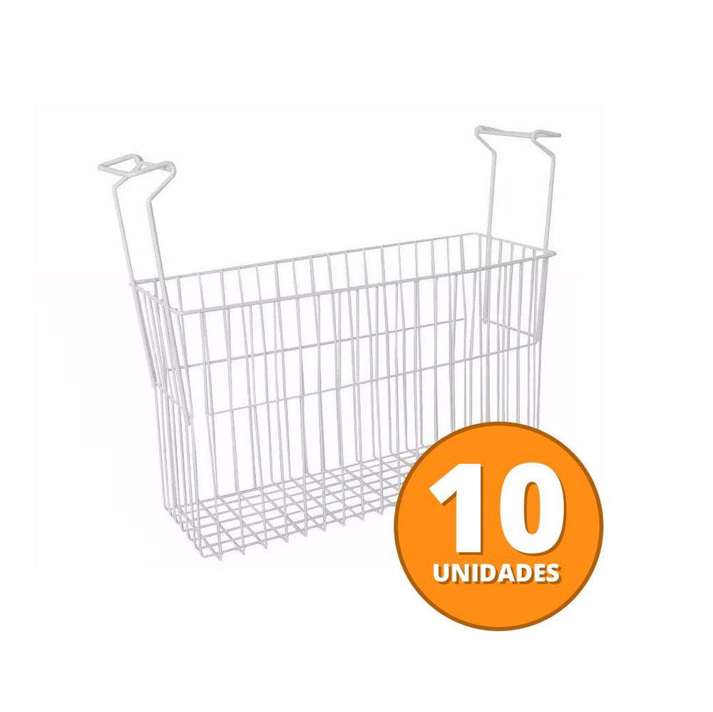 Kit - Freezer Horizontal Tampa de Vidro 405/505 Litros Nf55 - Metalfrio 127v + 10 Cestos Nextgen Branco