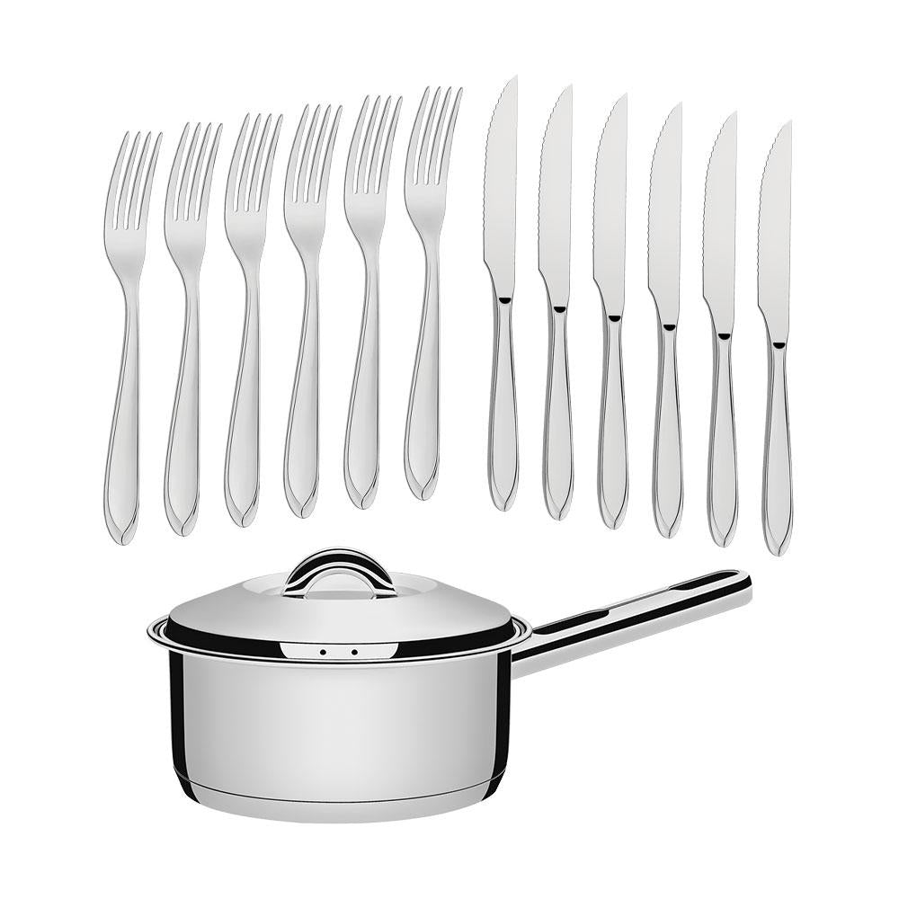 Conjunto de 1 Panela Solar 16cm 1,4l Com 36 Talheres de Mesa Laguna Tramontina
