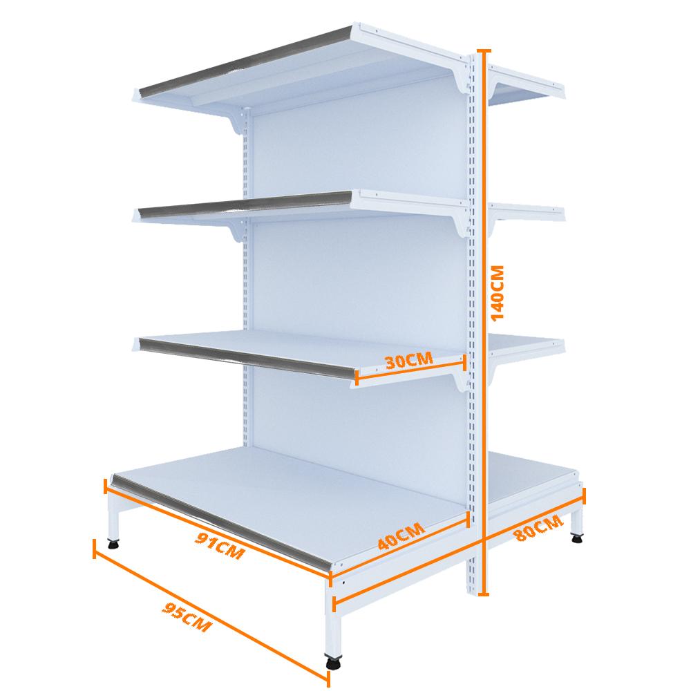 Gôndola Prateleira New Plus 1,40 Central Inicial GCI - Sa Gôndolas Porta Etiquetas Cinza