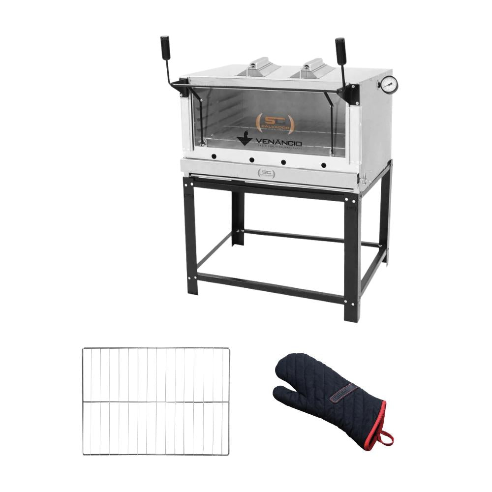 Forno Gás Industrial Infra Refratária Roma Inox 90 Firiv90 + 1 Grade Extra + Luva Térmica - Venâncio