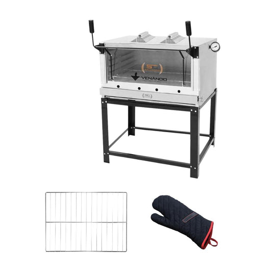 Forno Gás Industrial Infra Refratária Roma Inox 90 Firiv90 + 1 Grade Extra + Luva Térmica - Venâncio
