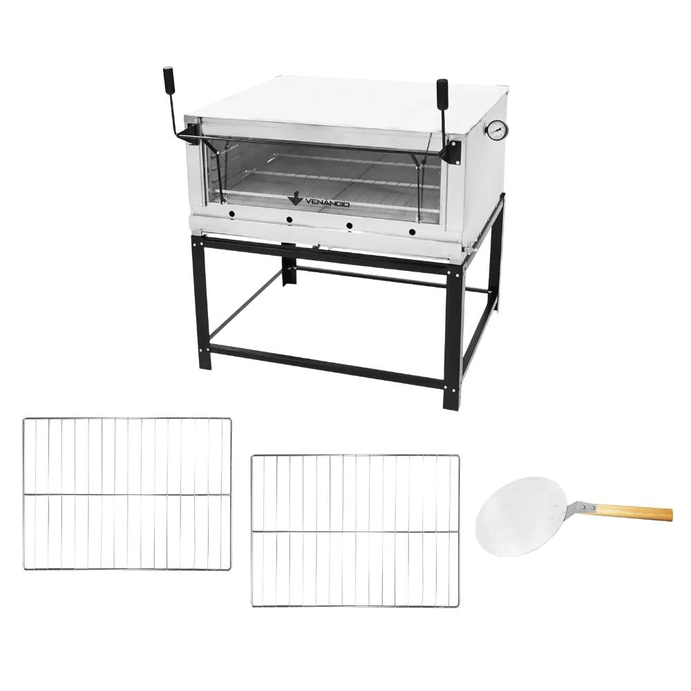 Forno Gás Industrial Pedra Refratária Roma Inox 90 Firi90 + 2 Grades Extra + pá Pizza - Venâncio