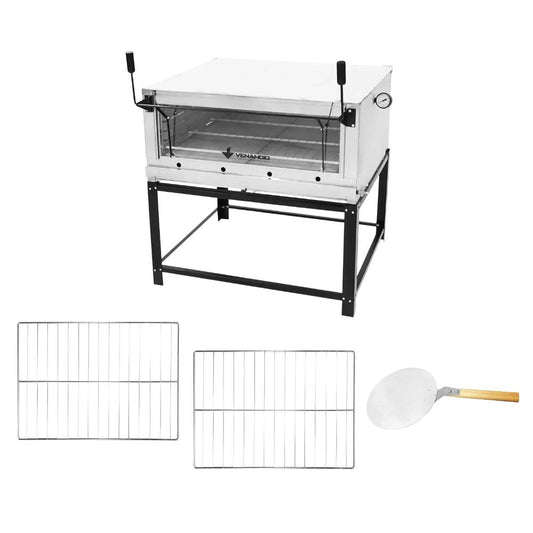 Forno Gás Industrial Pedra Refratária Roma Inox 90 Firi90 + 2 Grades Extra + pá Pizza - Venâncio