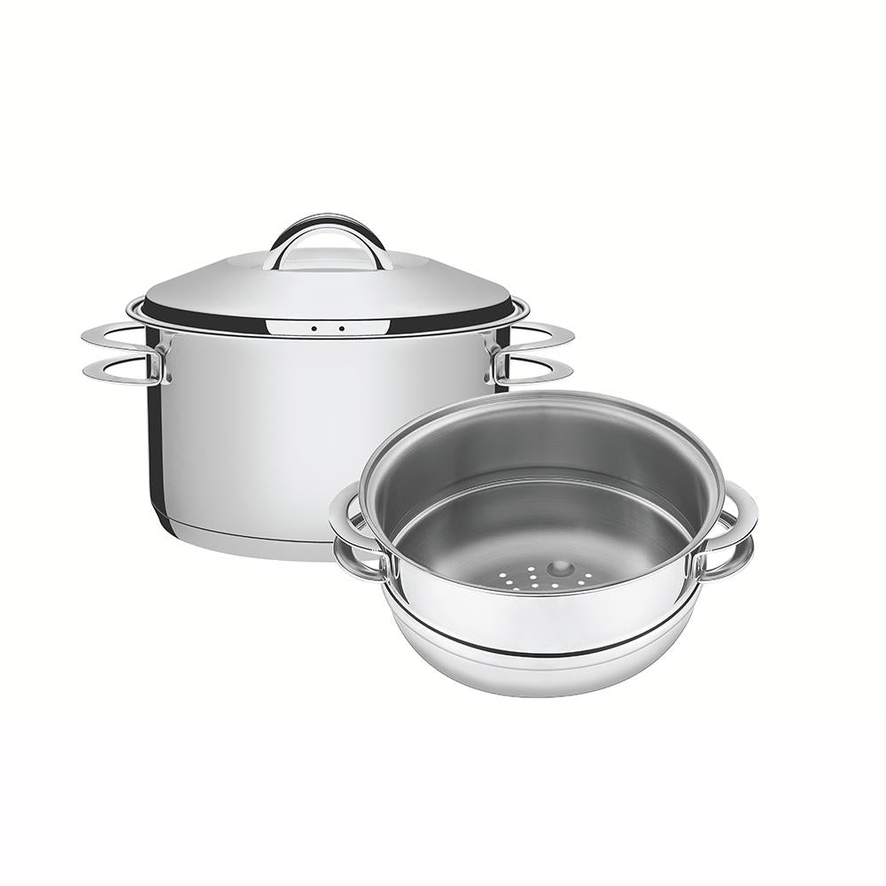 Jogo de Cozi-vapore Inox Cuscuzeira Solar Fundo Triplo 2 Peças 16cm - Tramontina 65500300