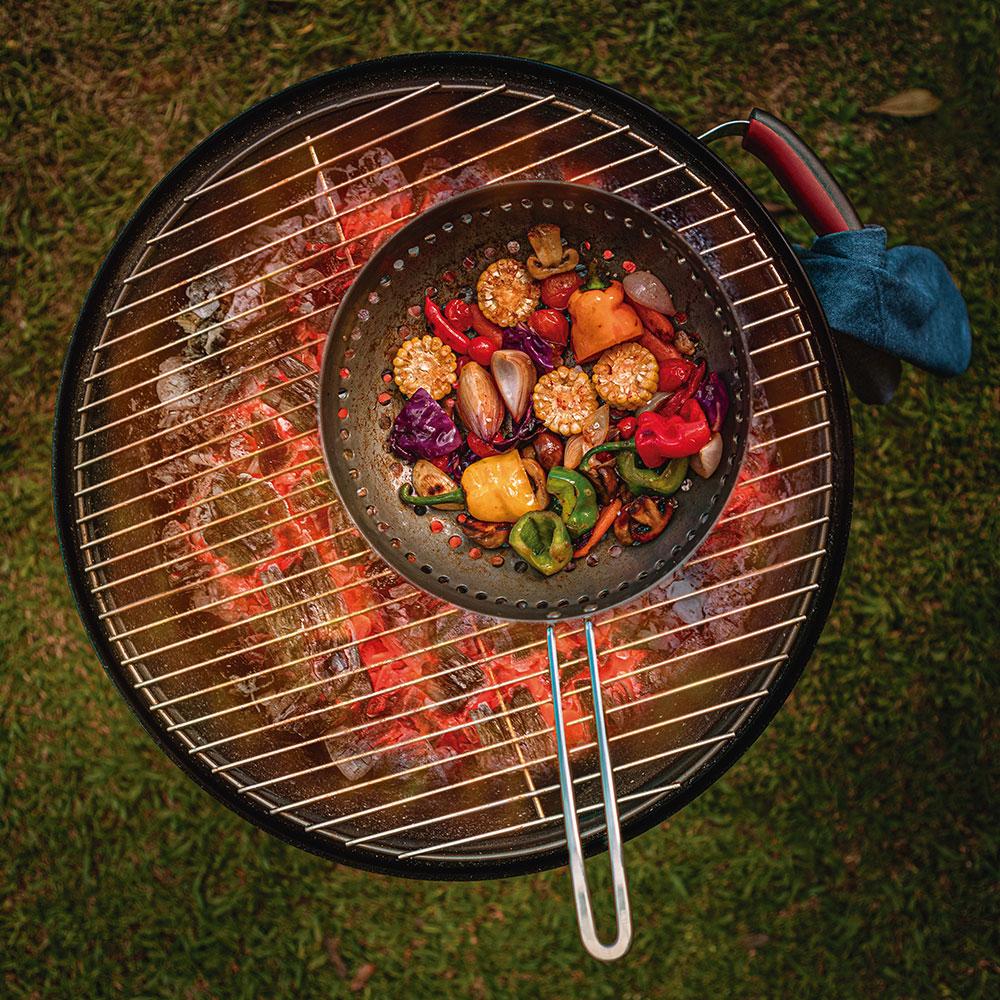 Grelha Wok Furada Churrasco em Alumínio Anodizado Com Cabo 26 cm ø - Tramontina 20847026