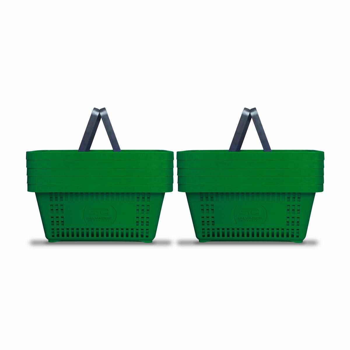 Kit - 10 Cestos Compras Plástica D100 Cód. 3000 Verde - Della Plast