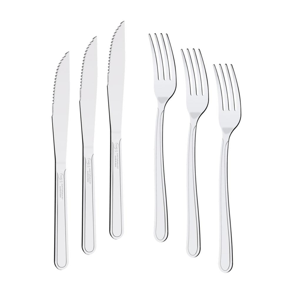KIT - Jogo de Faca e Garfo Buzios 120 Peças em Aço Inox IBAG - Tramontina