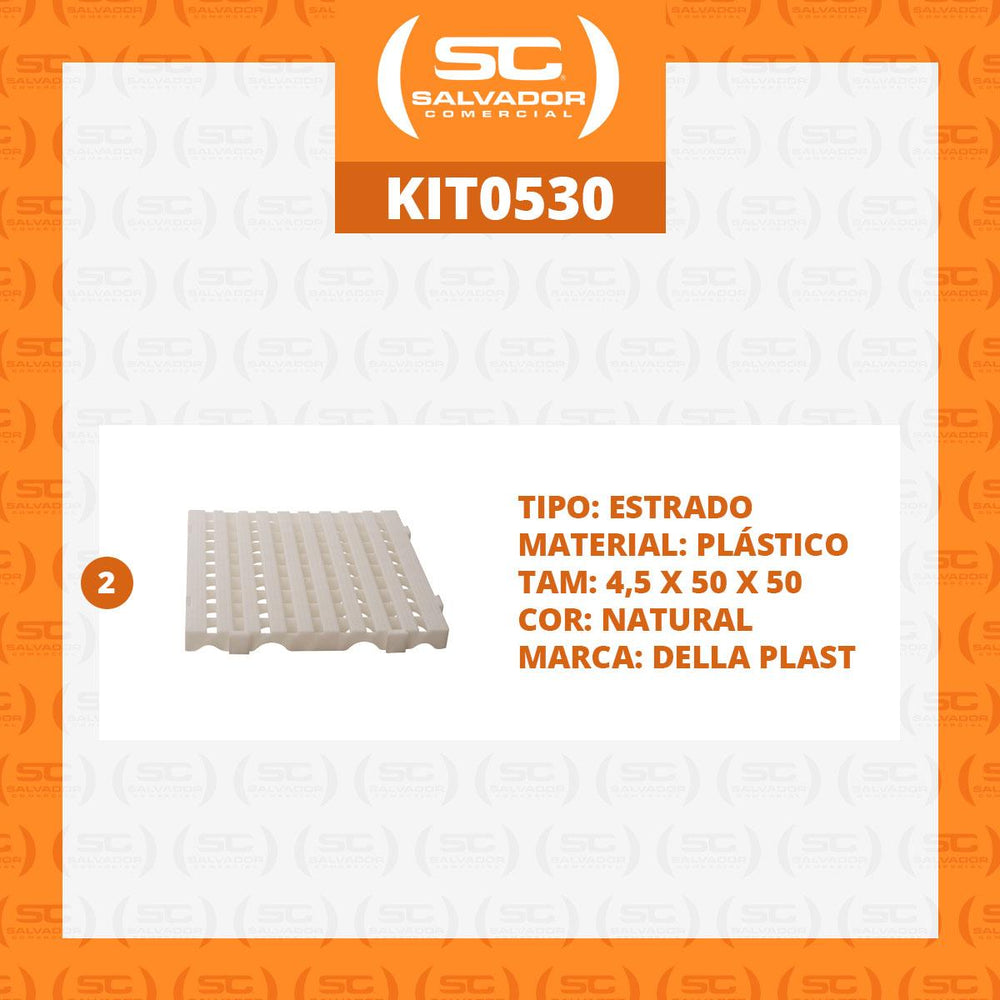Conjunto Estrado Piso Plástico 2 Unidades 4,5x50x50 Natural - Della Plast
