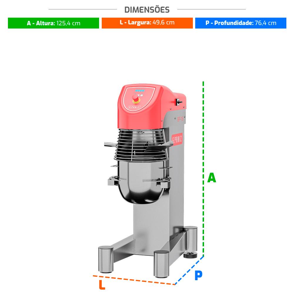Batedeira Planetária de Coluna 18L Profissional 4 Velocidades 1cv Inox BP 18 G2 I 220v - Gpaniz 39742