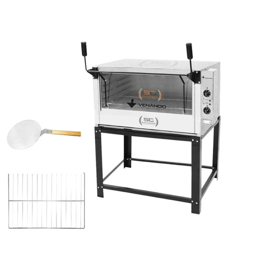 Forno Elétrico Industrial Refratária Roma Inox Feri90 220v + 1 Grade Extra + Pá Pizza - Venâncio