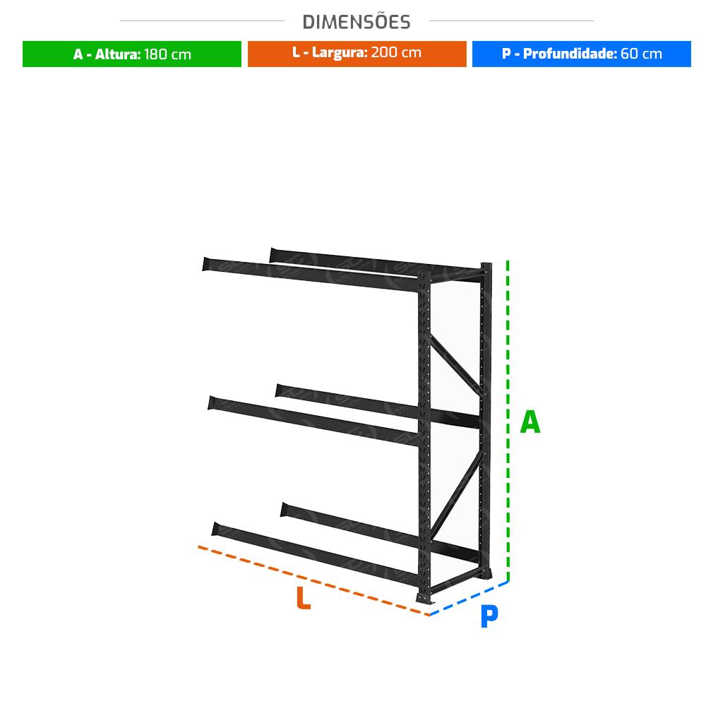 MPP - Mini Porta Pallet Slim Continuação 1,80x0,60x2m Sem Plano Continuação - Sa Gôndolas