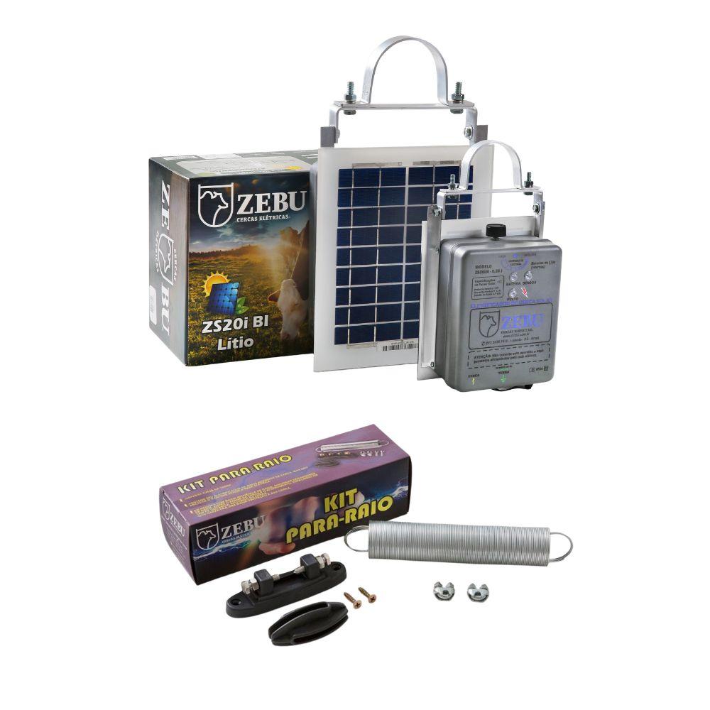 Eletrificador Solar Cercas Elétricas Grandes Propriedades Com Bateria ZS20I + Kit Para-raios - Zebu