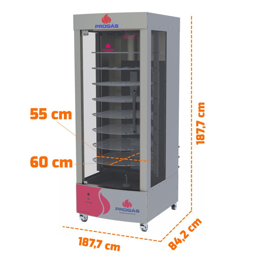Forno Giratório Multiuso a Gás Profissional 8 Grelhas 128kg Infravermelho PRP-482 G5 Bivolt – Progás
