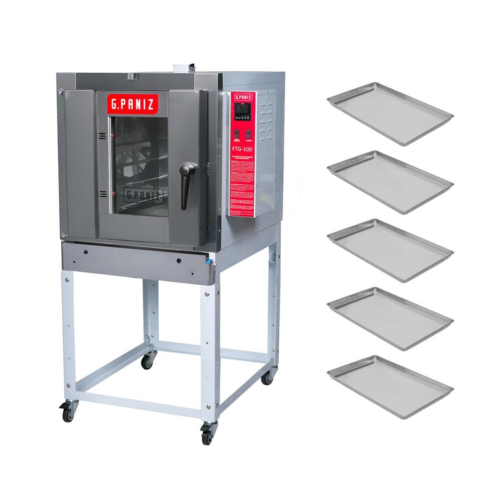 Kit Forno Turbo a Gás Profissional 5 Níveis 40x60 FTG 100 Bivolt Gpaniz + 5 Assadeiras Alumínio