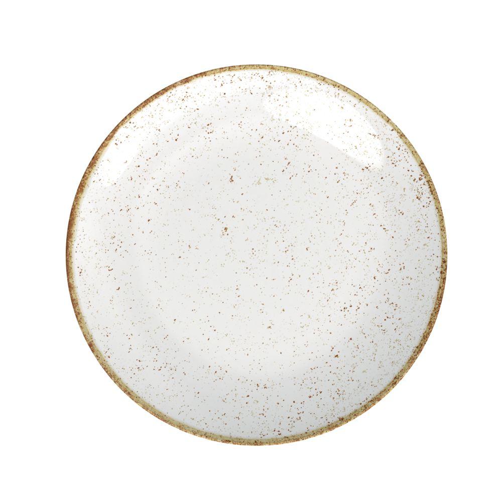 Jogo de Pratos Rústico 12pç Porcelana 25cm Com Talheres Buzios Tramontina
