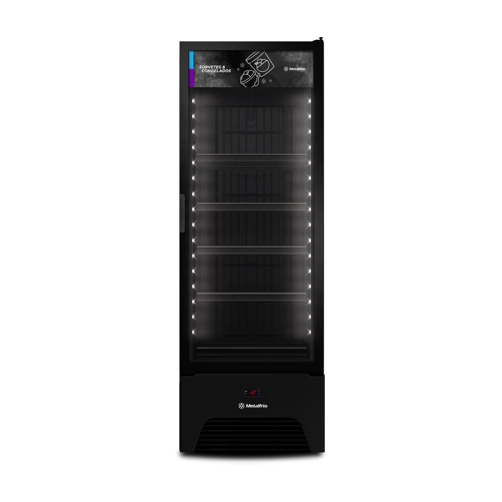 Freezer Vertical Porta de Vidro Sorvetes e Congelados 490/581L VF50AH Optima 220v All Black - Metalfrio