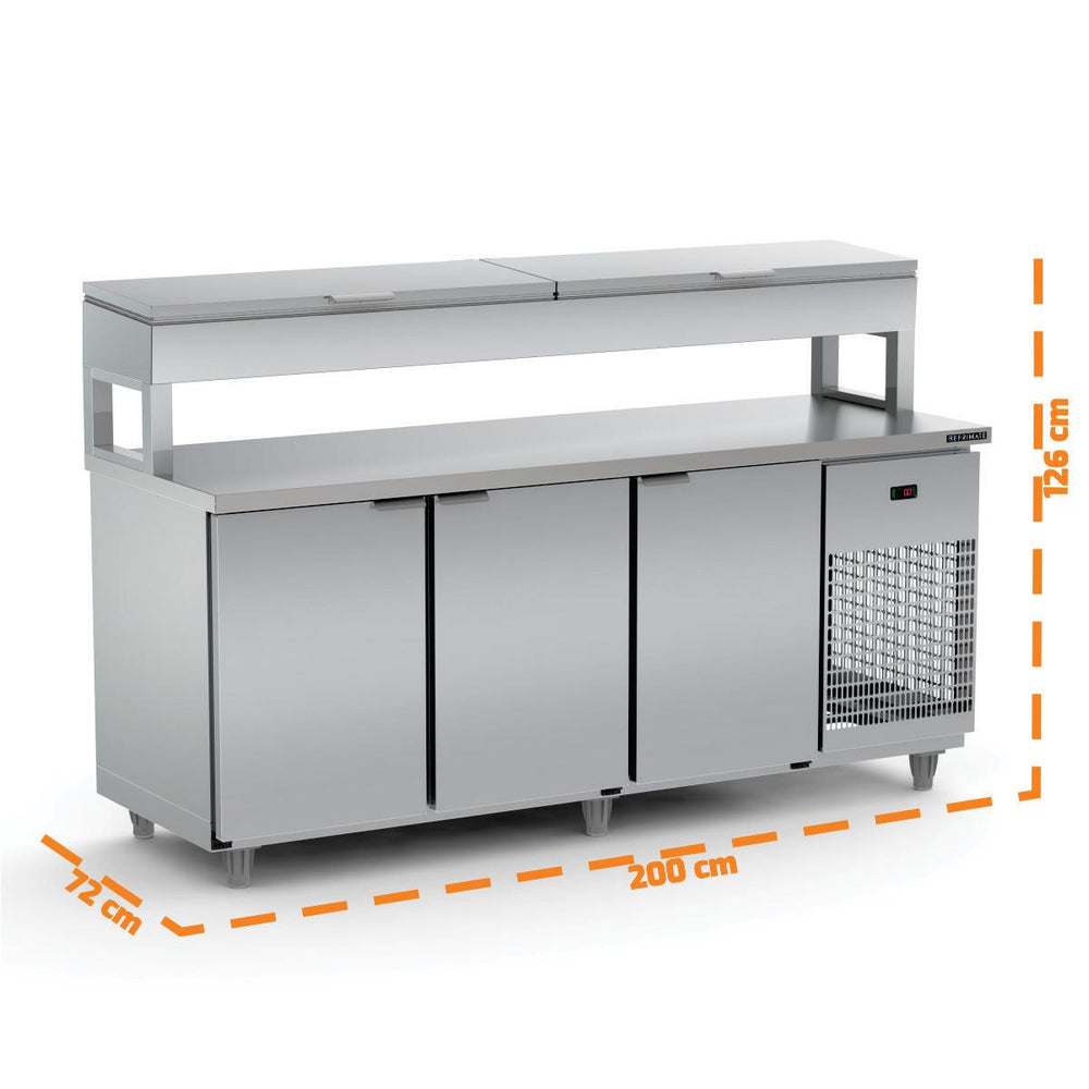 Balcão de Serviço Refrigerado Condimentador Para Cozinha Industrial 2,00m Bsrc 2000 220v - Refrimate