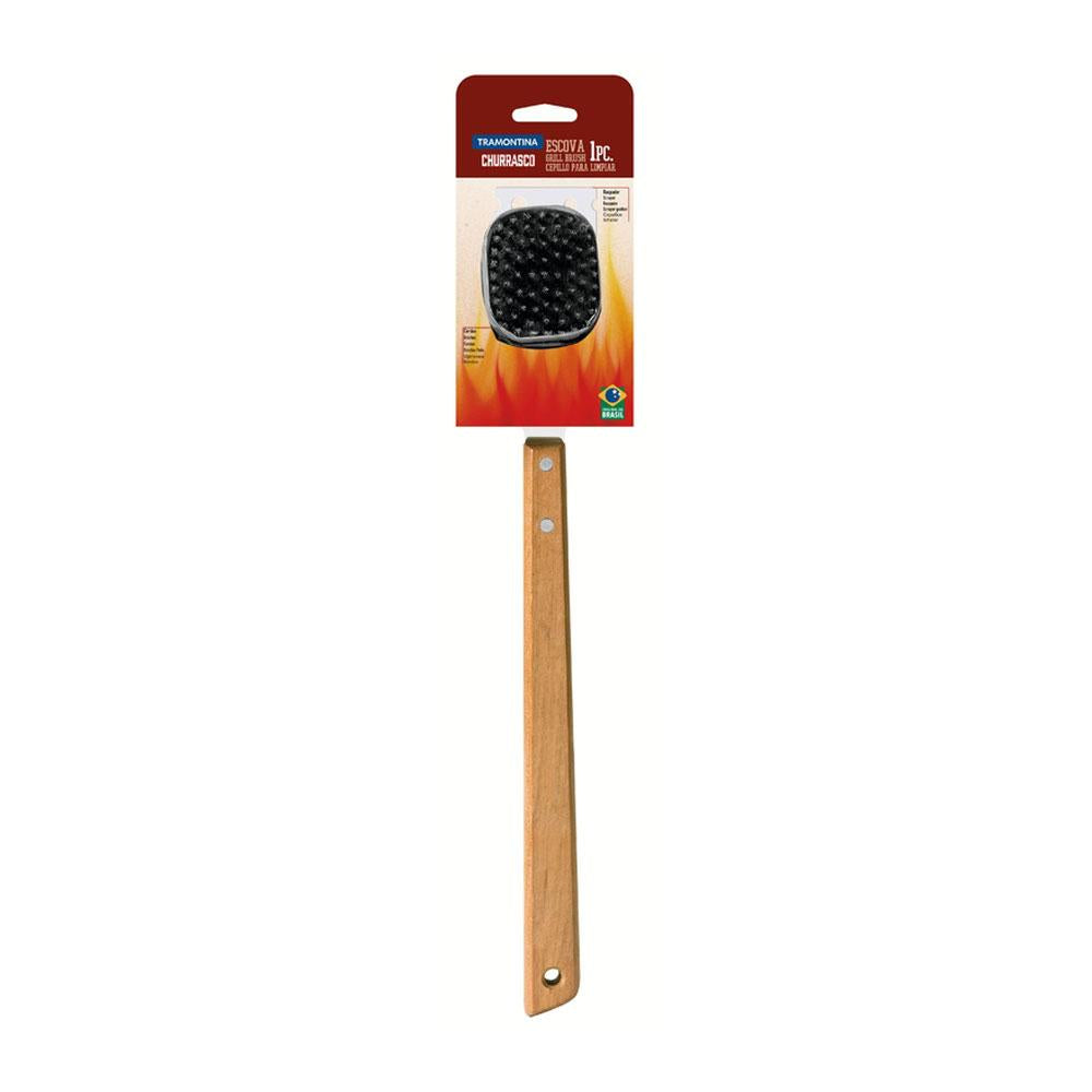 Escova Para Grelhas Churrasco com Lâmina em Aço Inox e Cabo de Madeira 41,7 Cm - Tramontina