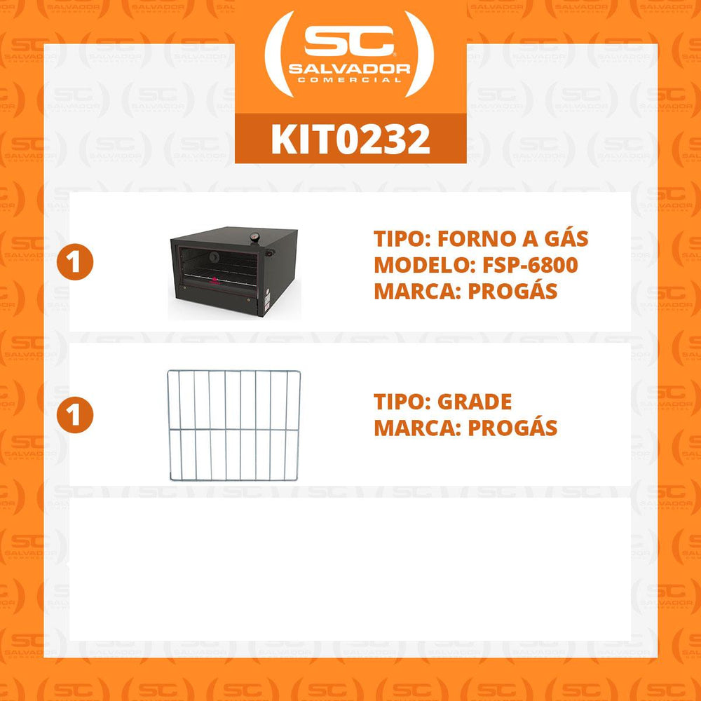 Kit - Forno Assador Refratário Gás Mesa Fsp-6800 + Grade Extra - Progás