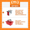 Kit - Caixa Supermercado Empacotador Check-out 1,5m Recorte + 10 Cestos de Compras Vermelho