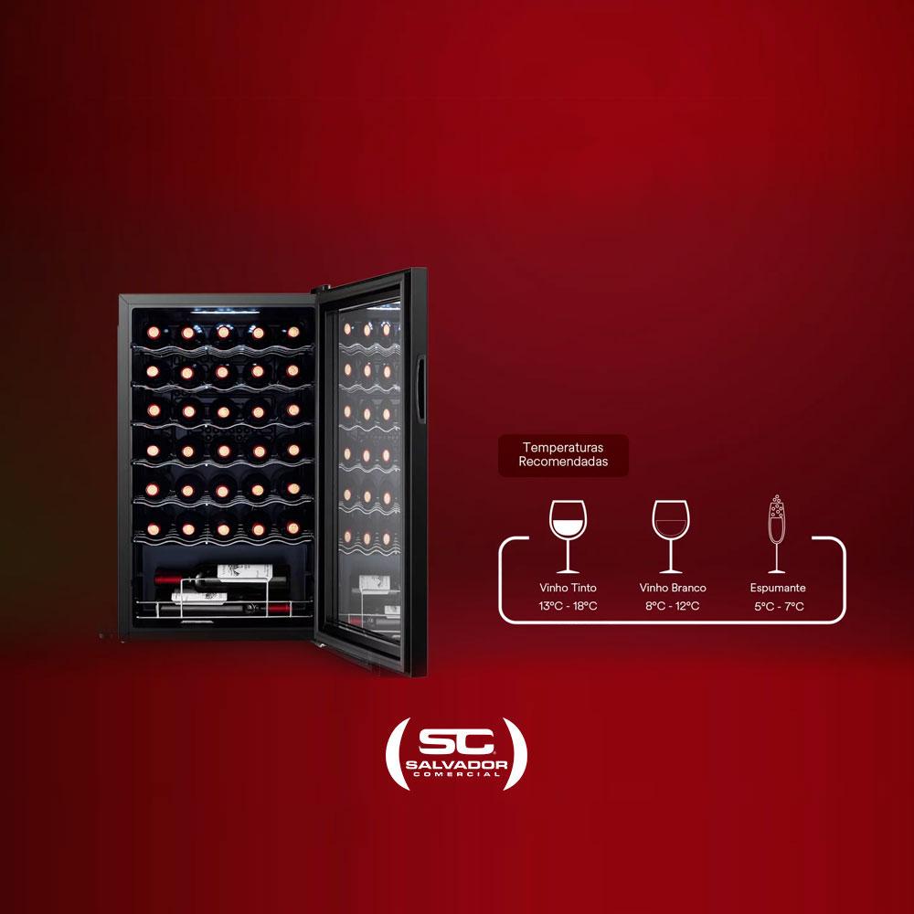 Adega De Vinho 34 Garrafas Climatizada Compressor Painel Touch Full Glass EAC34G 220V - EOS B159483