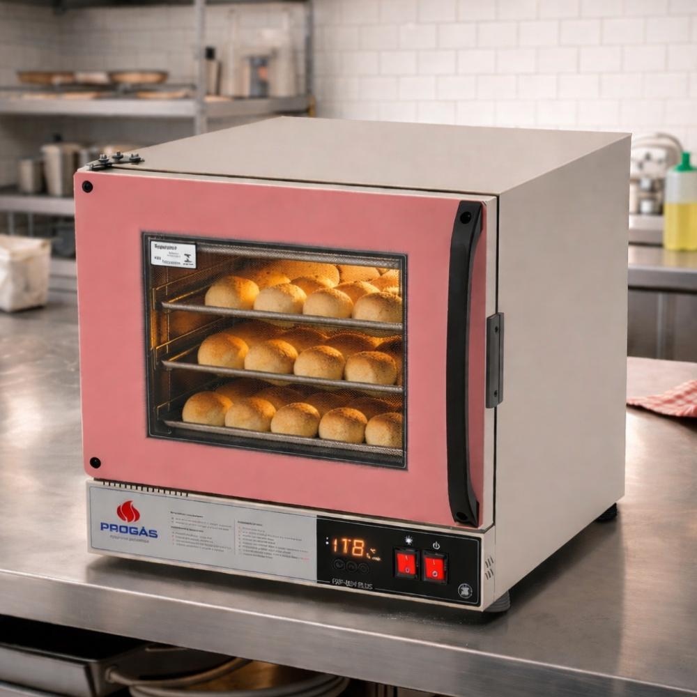 Kit Forno Turbo Elétrico Profissional Digital Prp-004 Plus 127v Rosa + 8 Grades - Progás