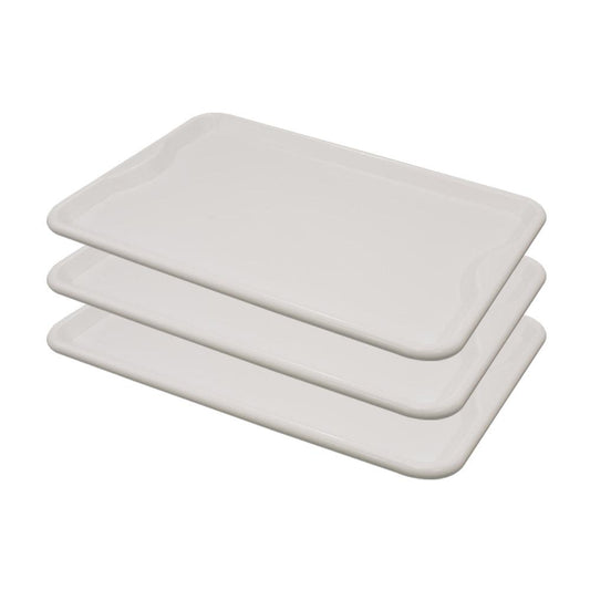 Conjunto 3 Bandejas Plásticas Self-Service Refeição 48 x 32,5 x 2 BR-100 Branca - Della Plast