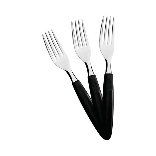 KIT - 6 Garfos de Mesa Ipanema Lâmina em Aço Inox Cabo Preto GPTOP - Tramontina