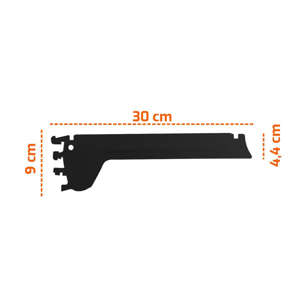 Bandeja Prateleira Com Reforço 30x91 Para Gôndolas New Plus Preto Porta Etiqueta Vermelho - SA Gôndolas