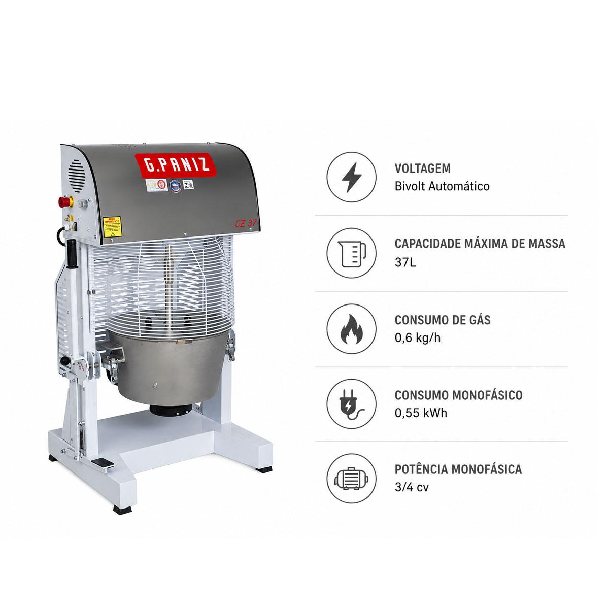 Cozedor Industrial Cozerella 37L GLP Basculante Massas Molhos Doces Profissional CZ37 Bivolt - Gpaniz