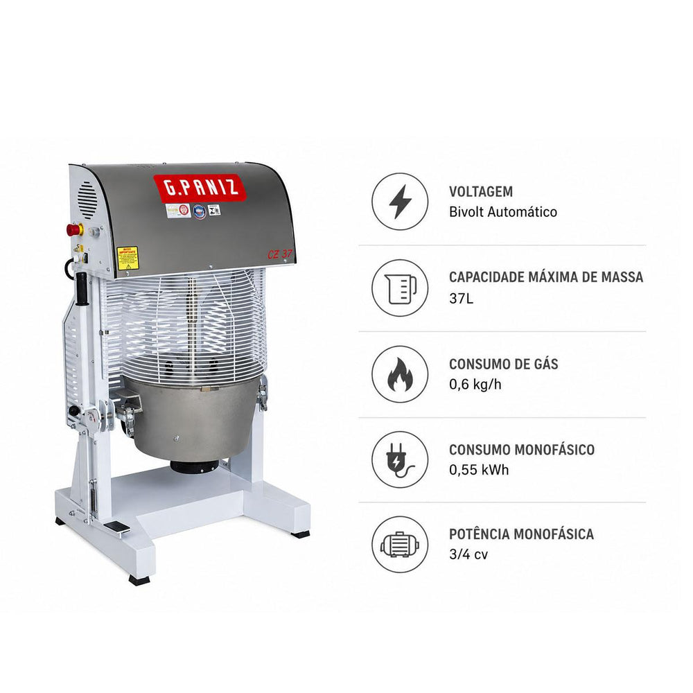 Cozedor Industrial Cozerella 37L GLP Basculante Massas Molhos Doces Profissional CZ37 Bivolt - Gpaniz