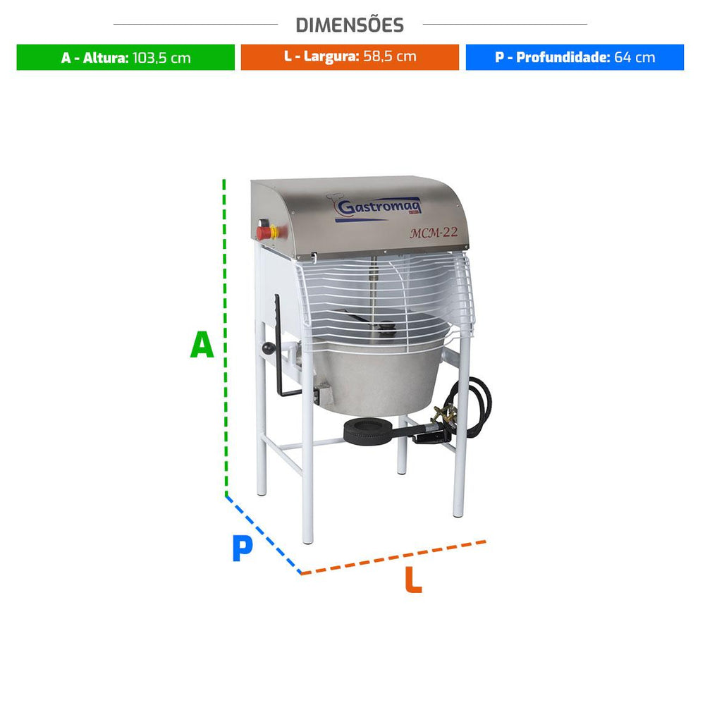 Misturador Cozedor Industrial 22L Para Massas Molhos Doces MCM22 Bivolt - Gastromaq