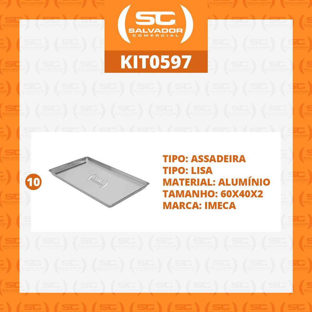 Kit 10 Formas Assadeiras Estampada Alumínio Biscoito 60x40cm - Imeca