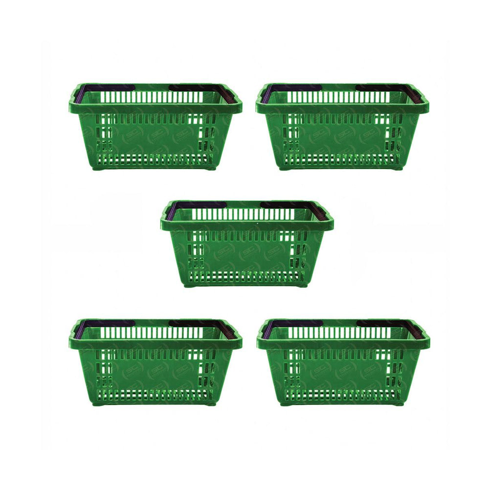 Kit 5 Cestos De Compras Plástica D100 Cód. 3000 Verde - Della Plast