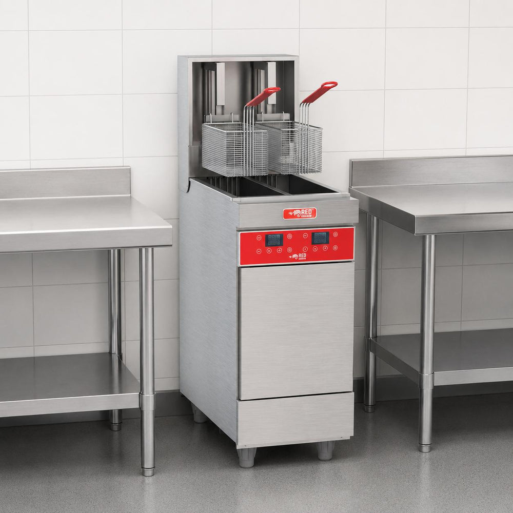 Fritador Elétrico Automática Bipartida 25l Trifásica Feab25-2t 220t - Red Chameleon