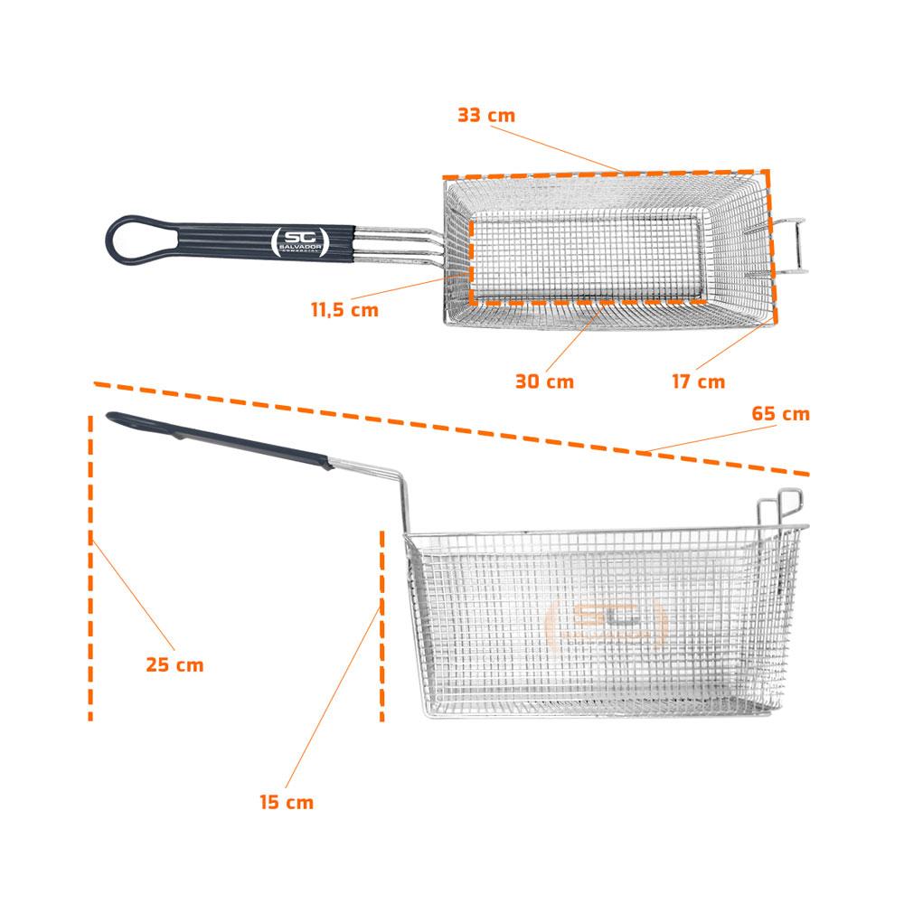 Cesto para Fritadeira Retangular Galvanizado Cromado Grande FAO 2/3C FOG 2/3C - Metalcubas
