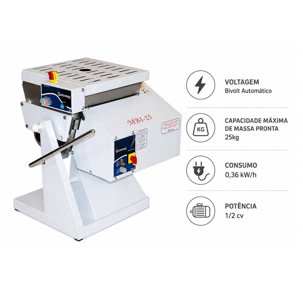 Amassadeira Semirrápida Lenta Basculante Até 25kg Profissional MBI 25 G2 Bivolt - Gastromaq 41080