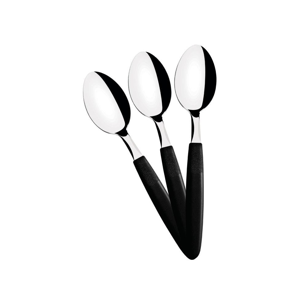 Kit 12 Colheres de Sobremesa Ipanema Com Lâmina Em Aço Inox Cabo Preto Csptop - Tramontina