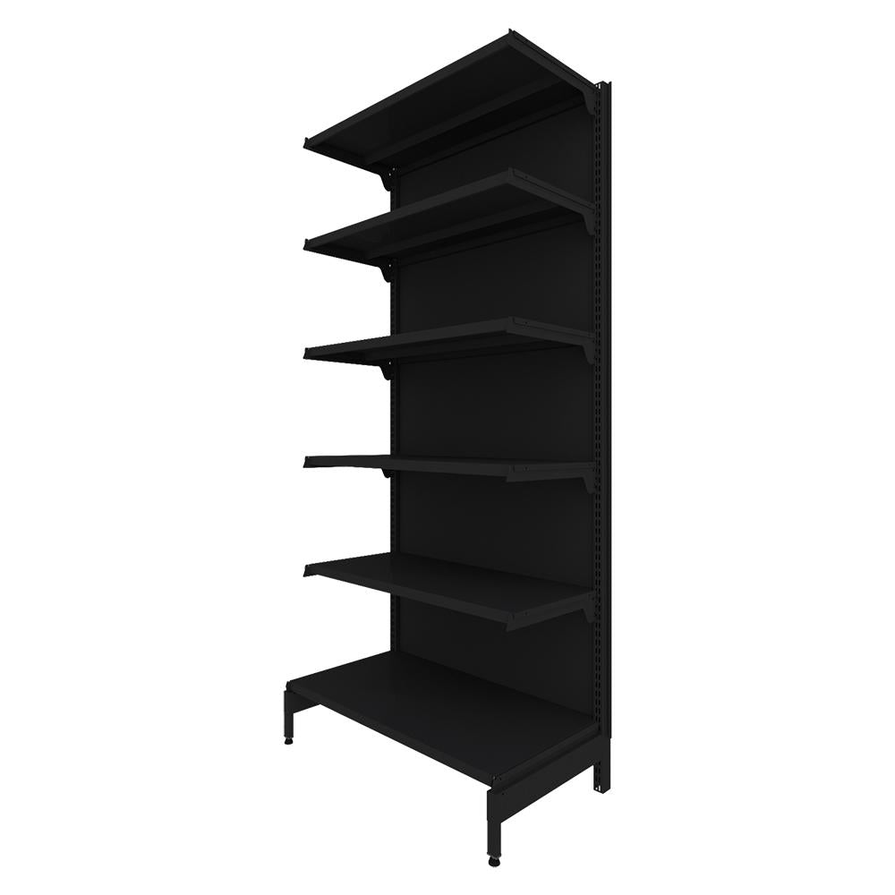 Gôndola Prateleira Preta 6 Níveis 40x30 New Plus 2,00 Parede Inicial pe Cinza - sa Gôndolas