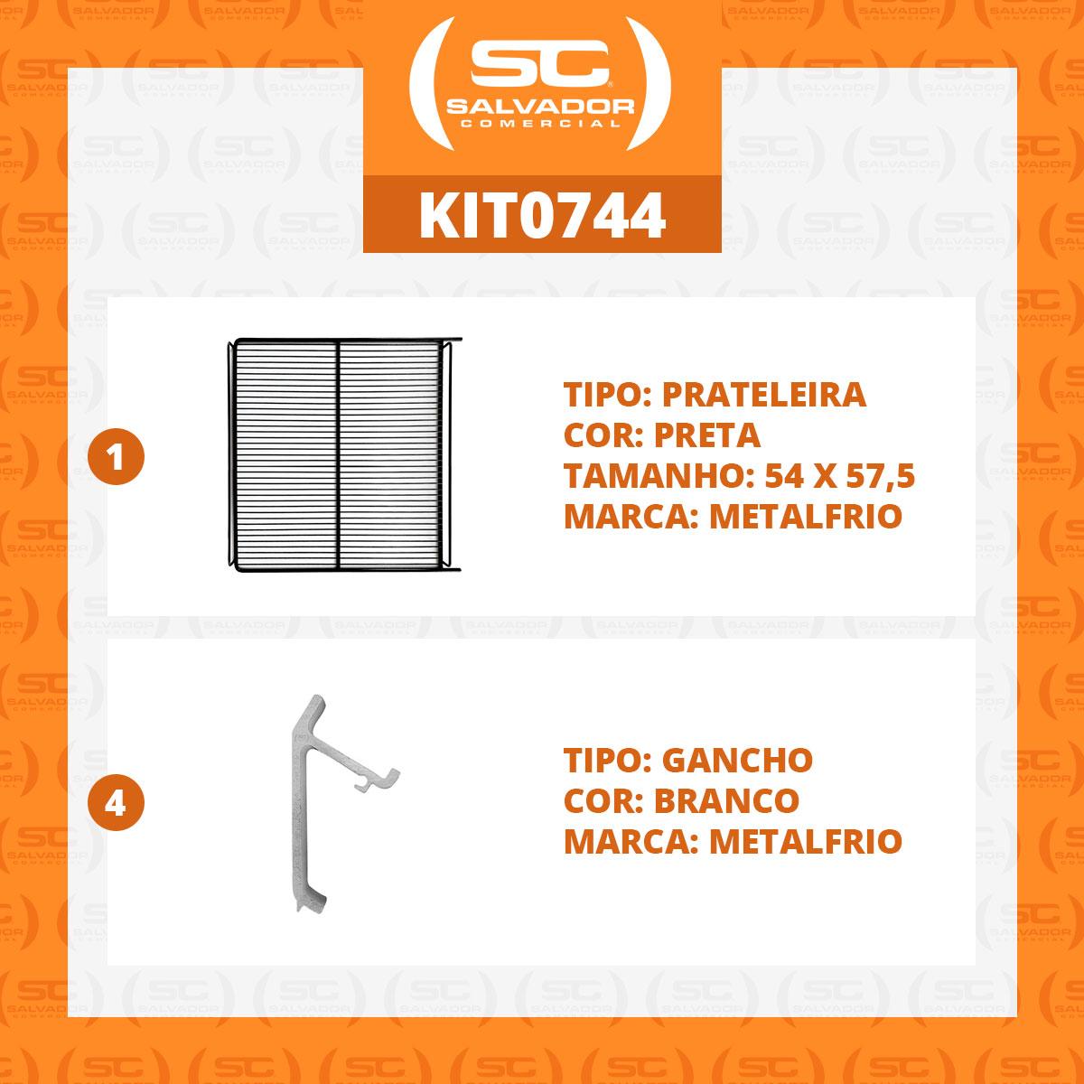 Kit - 1 Prateleira Preta Visa Vn50 Vb52 Vf50 + 4 Ganchos Suporte - Metalfrio