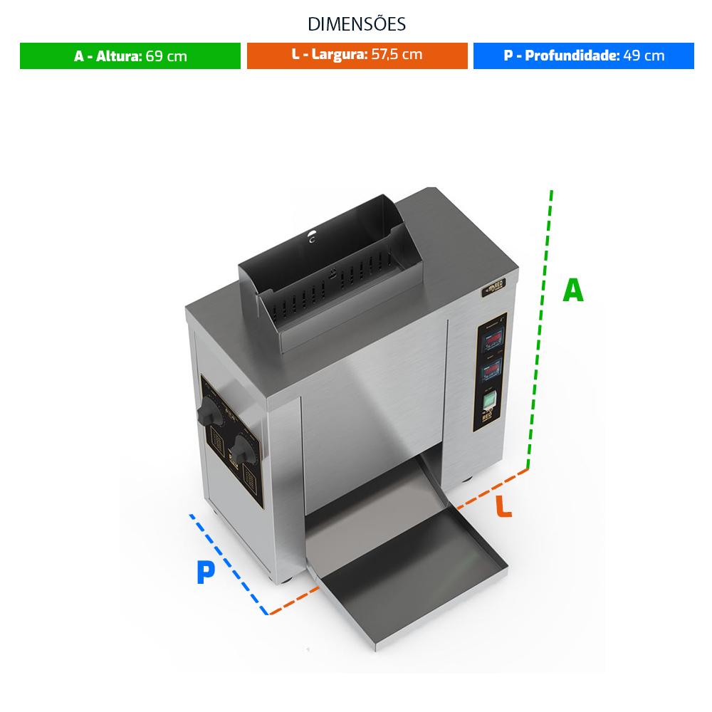 Tostadeira de Pão Profissional Inox Para Hambúrguer Hamburguerias 2500W Tover 220V - Red Chameleon
