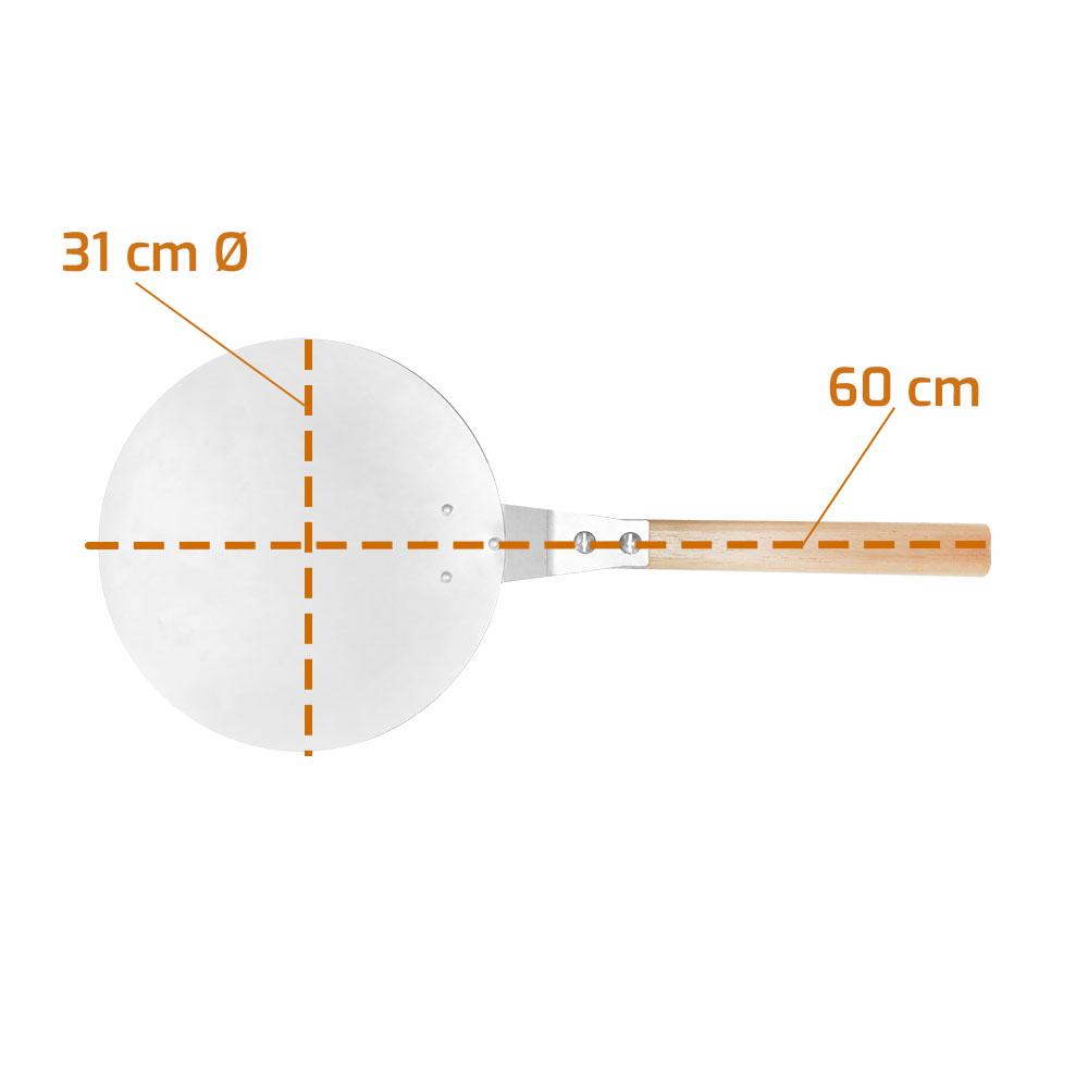 Pá Para Pizza em Metal Com Cabo Curto 31cm ø Papruno31 - Progás P42859