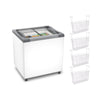 Kit - Freezer Horizontal Tampa de Vidro 144/185 Litros Nf20 - Metalfrio 220v + 4 Cestos Nextgen Branco