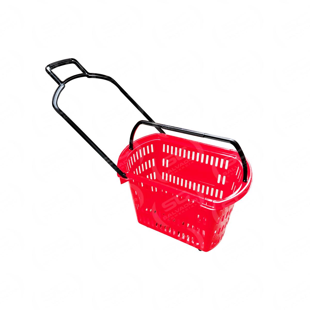 Kit - 5 Cestos Grande Com Rodízio D300 Cód. 3300 Vermelho - Della Plast