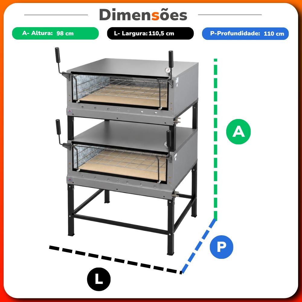 Forno Refratário a Gás Industrial Duplo Prp-900dp g3 em Inox Sem Kit Gás  - Progás P49098